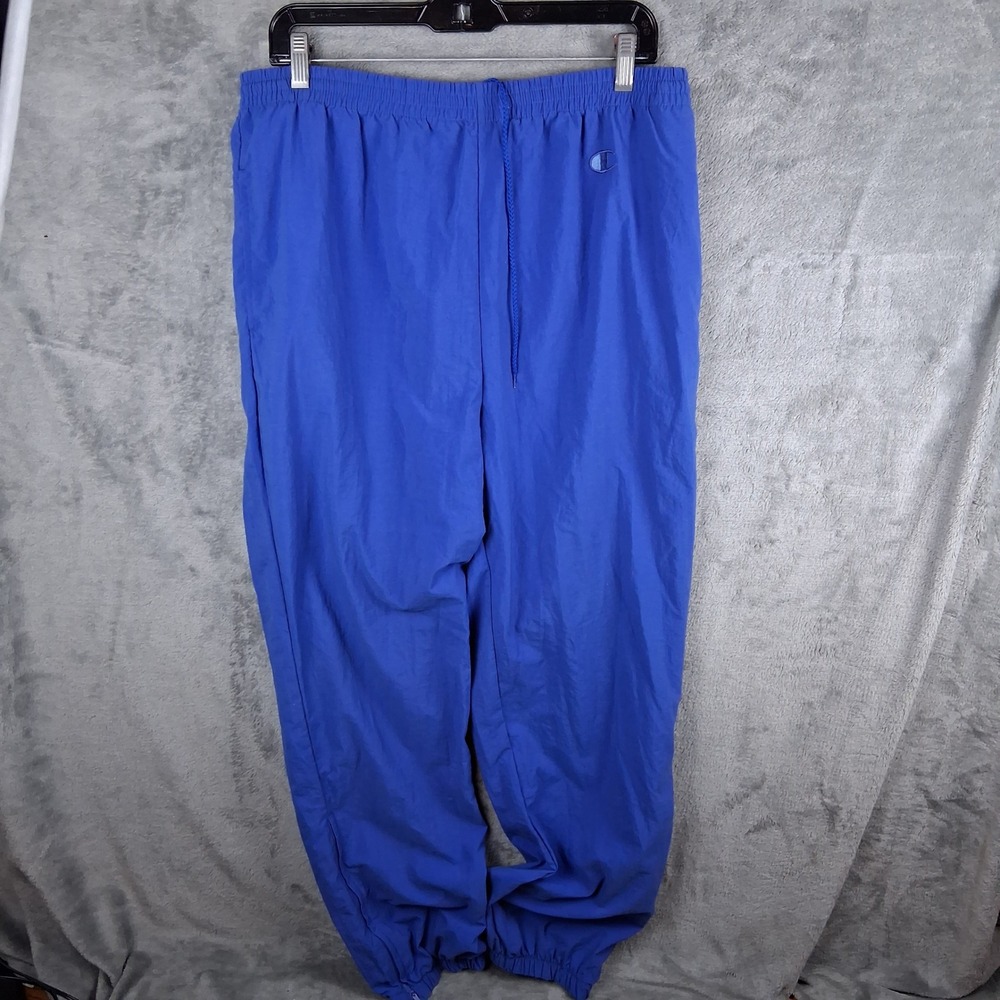 Vintage 90s Champion Nylon Track Pants Mens Large Blue Windbreaker Zip Ankle